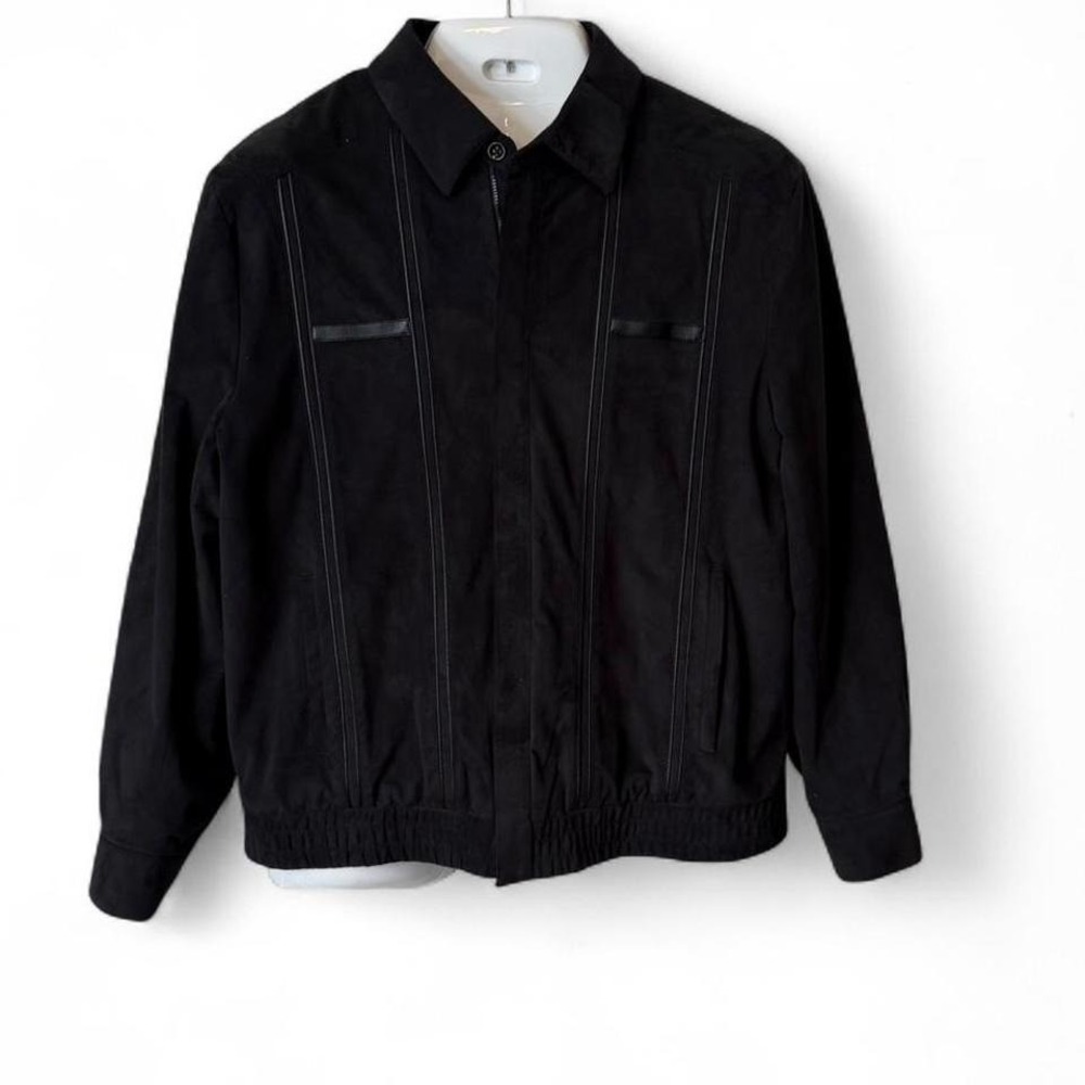 Vintage St Croix Knits Black Faux Suede Bomber‎ Jacket